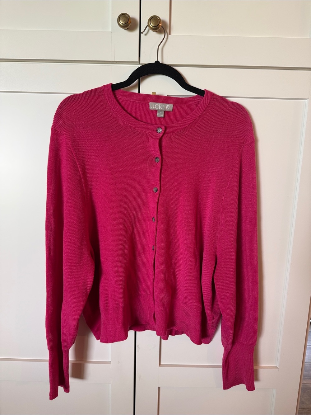 J. Crew Fuchsia Pink Button-Up Crewneck Cardigan- Never Worn/Like New